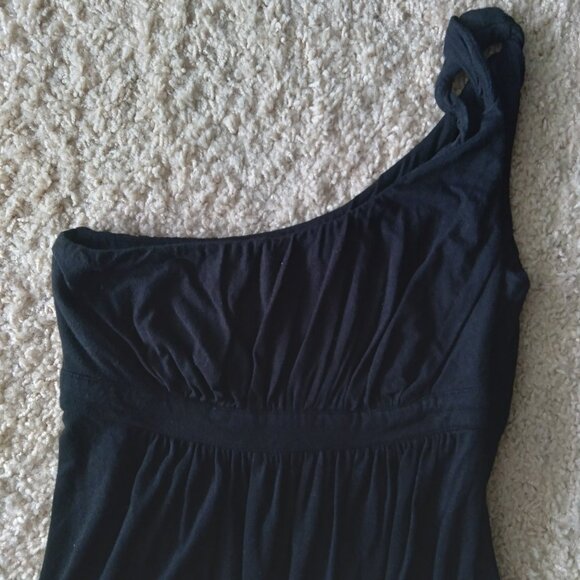 Vintage Y2K Rampage Black One Shoulder Ruched Empire Waist Top Size Small - Picture 2 of 5